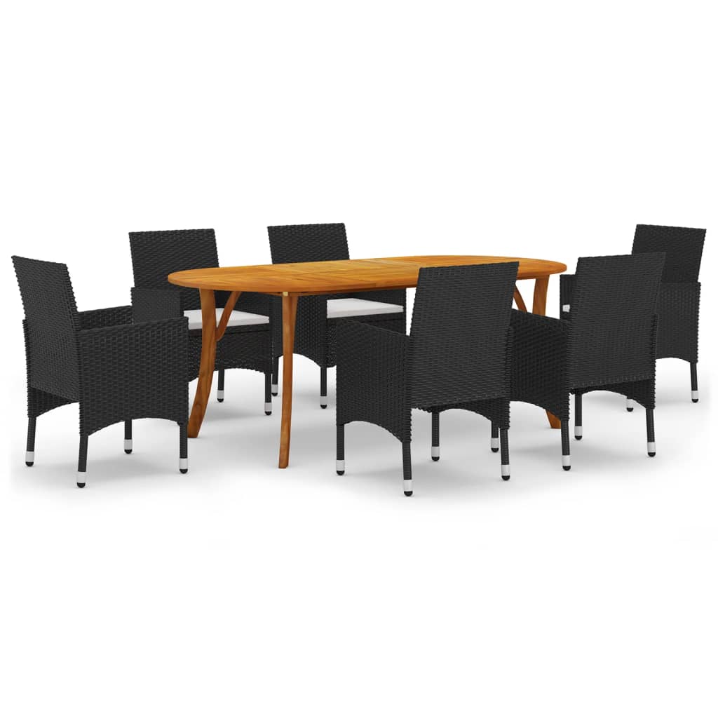 Dining Set Black Solid acacia wood Large Seats Many Dining Set