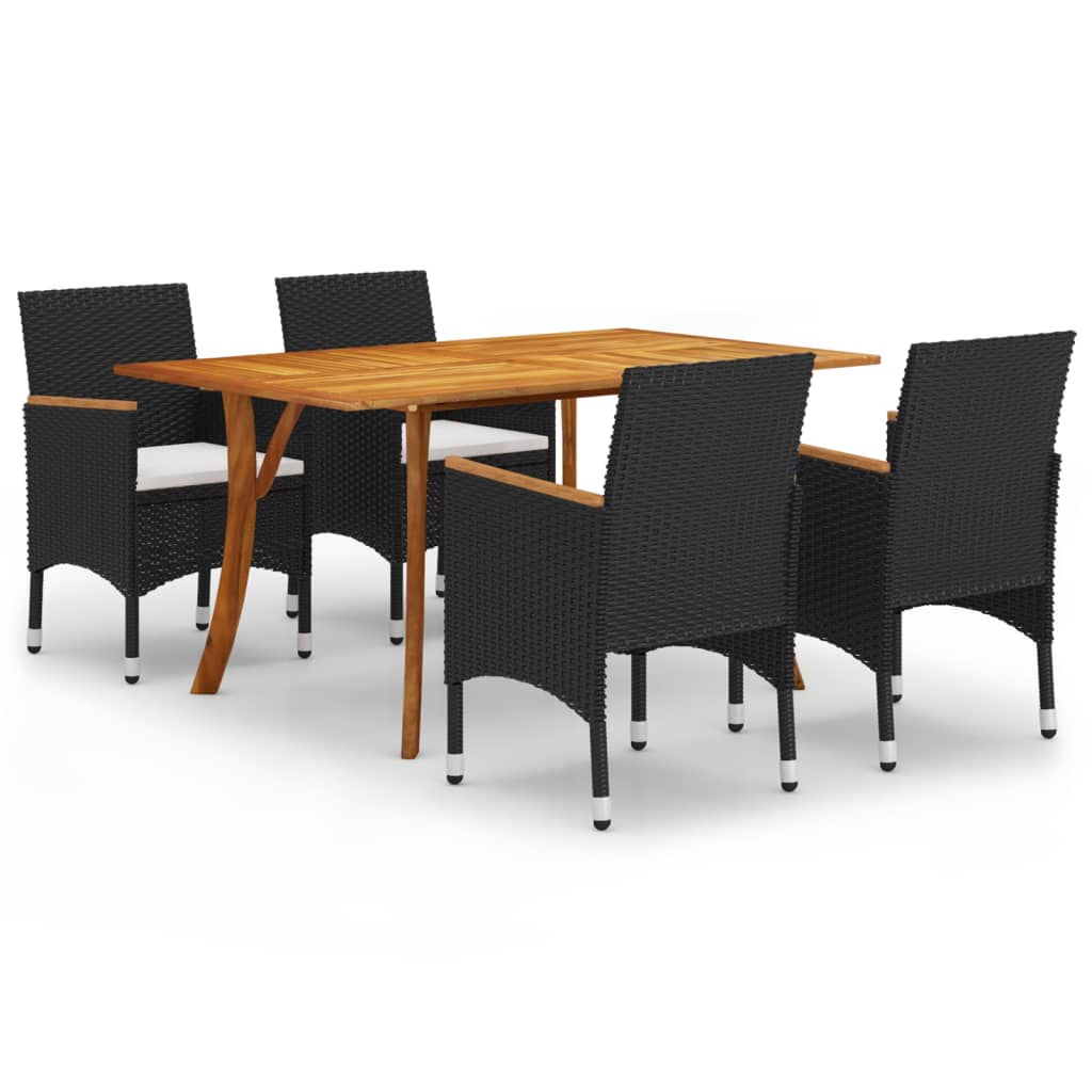 Dining Set Black Solid acacia wood Medium Durable Dining Set