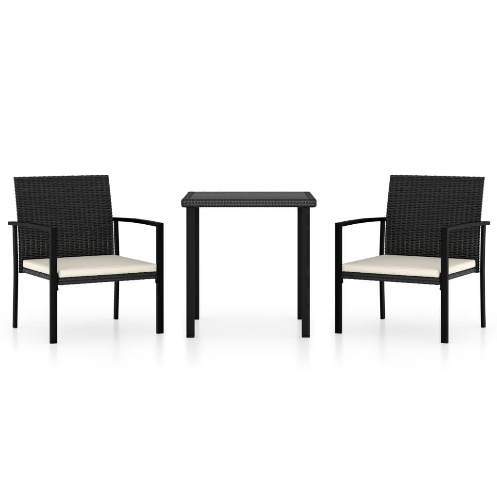 Dining Set Black Table and Chairs, Cream Cushions