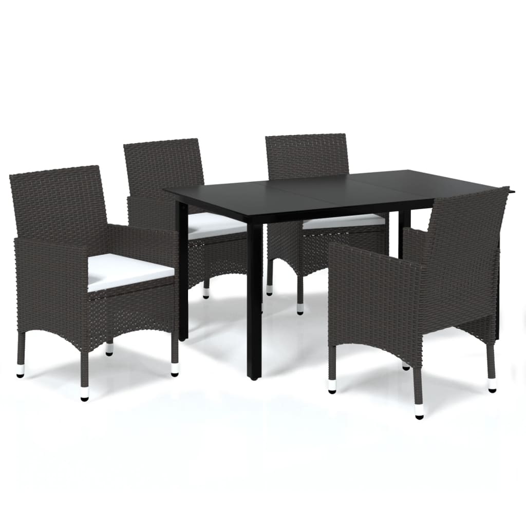 Dining Set Brown PE rattan 5 Piece Set Lightweight Dining Set