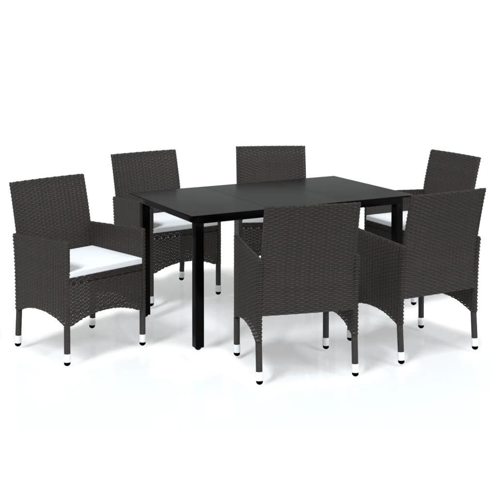 Dining Set Brown PE Rattan Durable Dining Set Rectangular