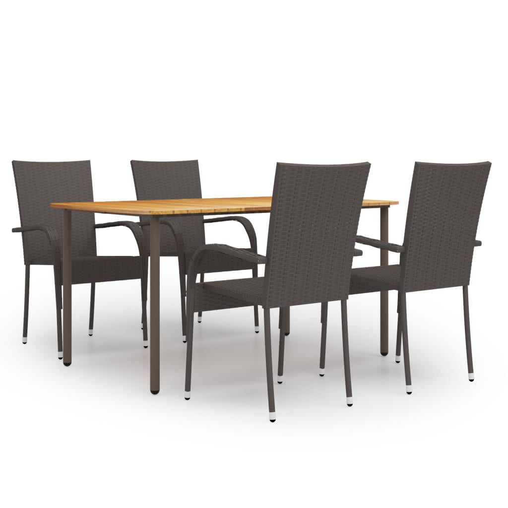 Dining Set Brown Solid Acacia wood 59.1 in x 35.4 in x 28.3 in
