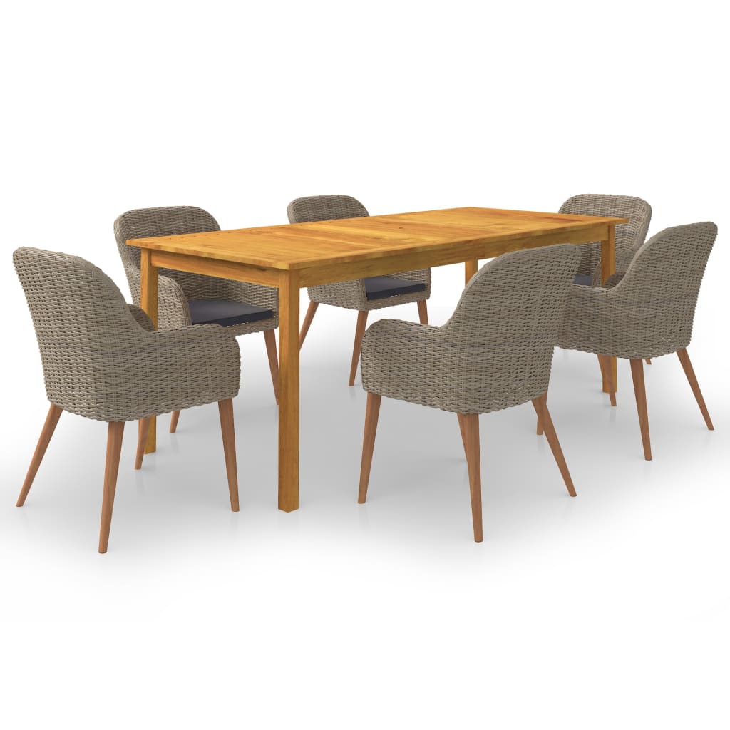 Dining Set Brown Solid acacia wood Large Durable Dining Set
