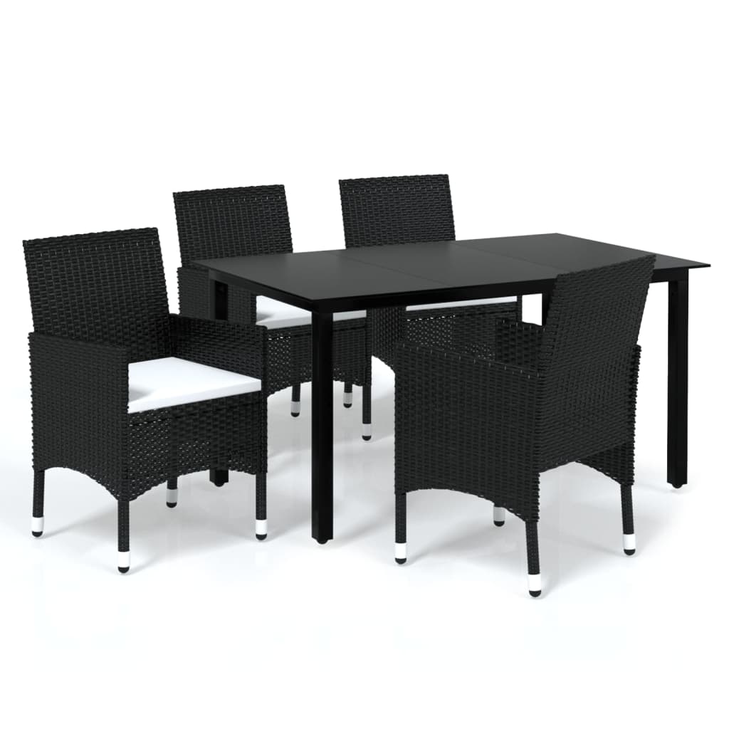 Dining Set Chair: Black, Cushion: Cream White