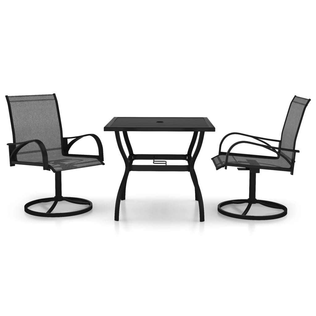 Dining Set Charcoal, Gray Powder-coated steel, Textilene Medium