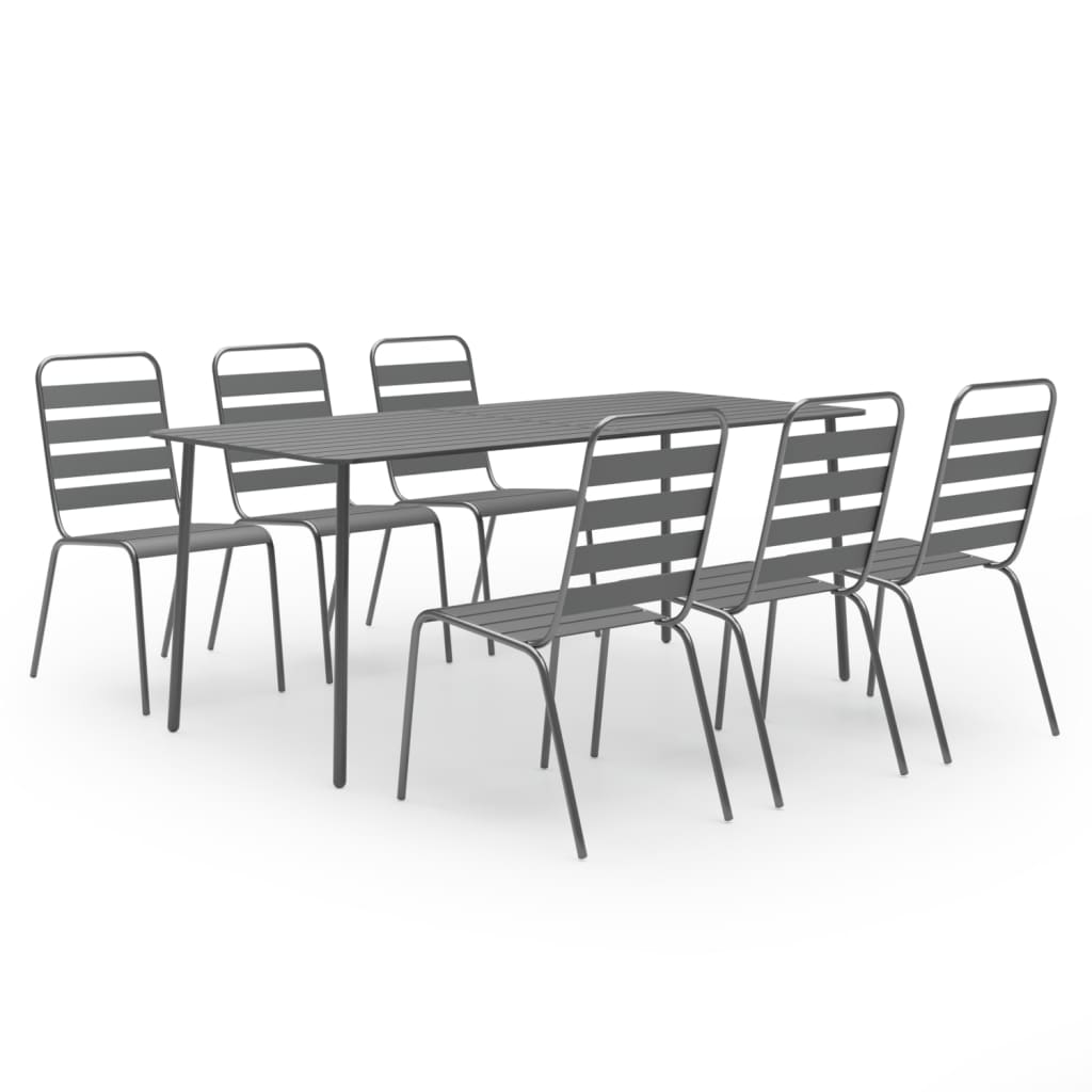 Dining Set Dark gray Steel with e-coated and powder-coated finish
