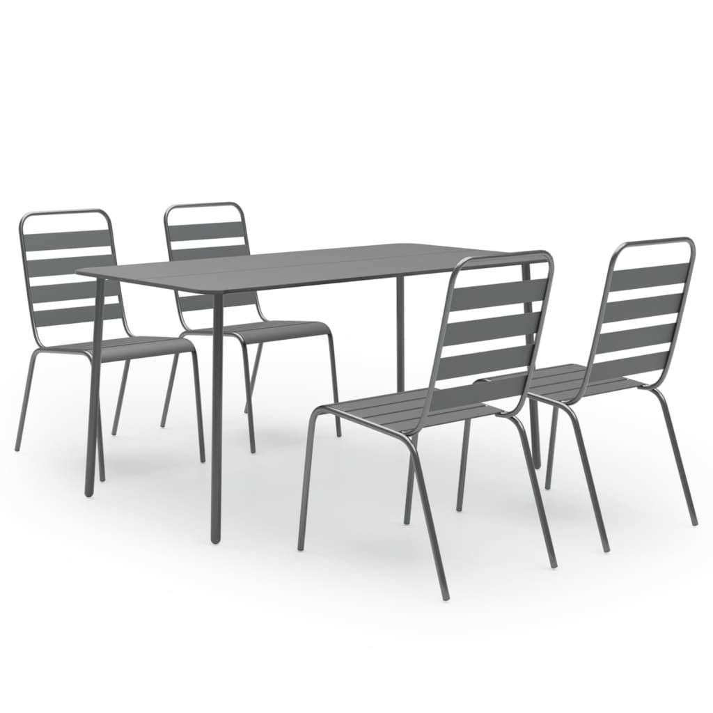 Dining Set Dark Gray Steel with e-coated and powder-coated finish