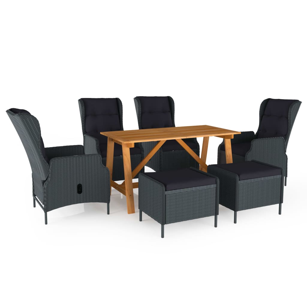 Dining Set Dark Grey, Acacia Wood