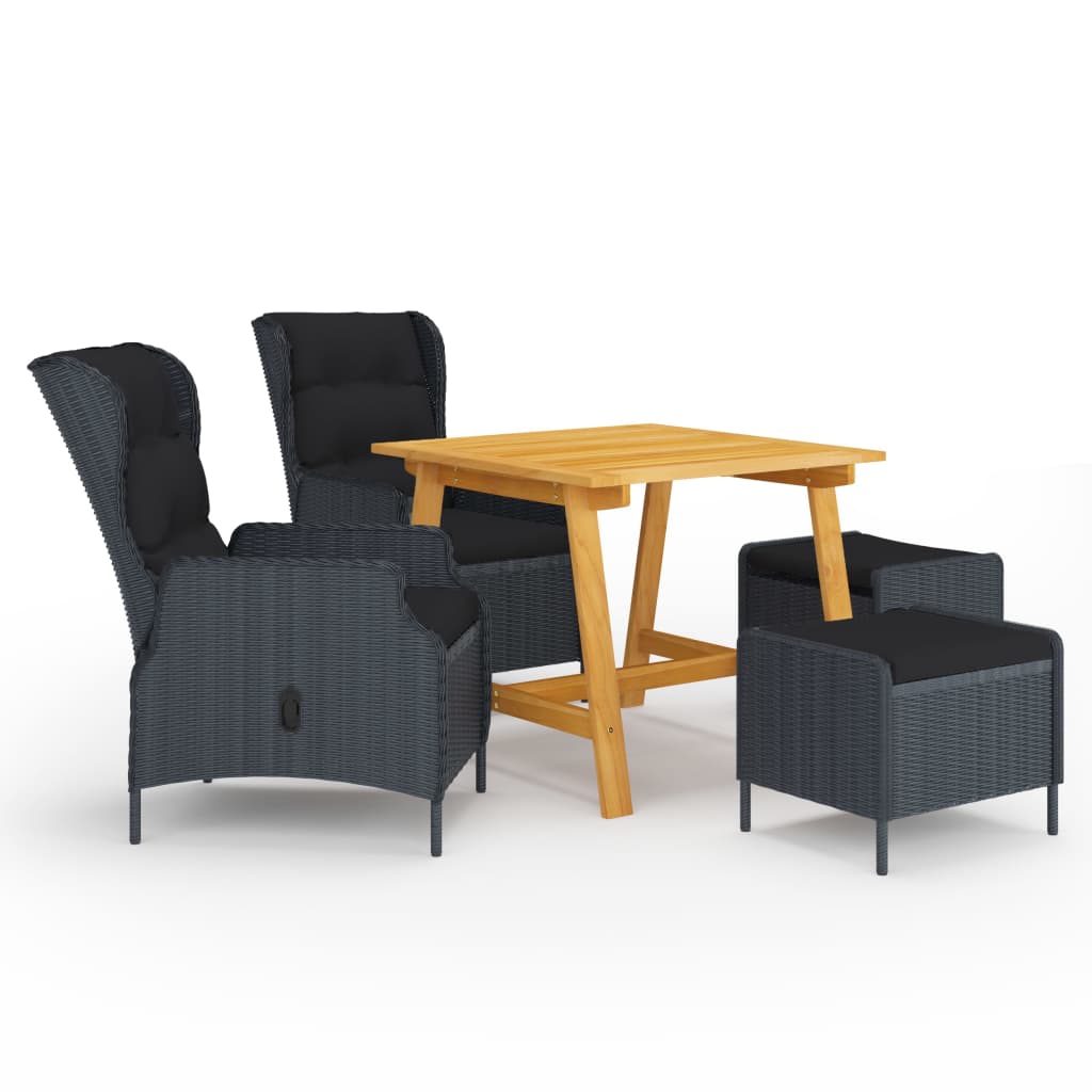 Dining Set Dark Grey Solid Acacia wood Medium Dining Set Square