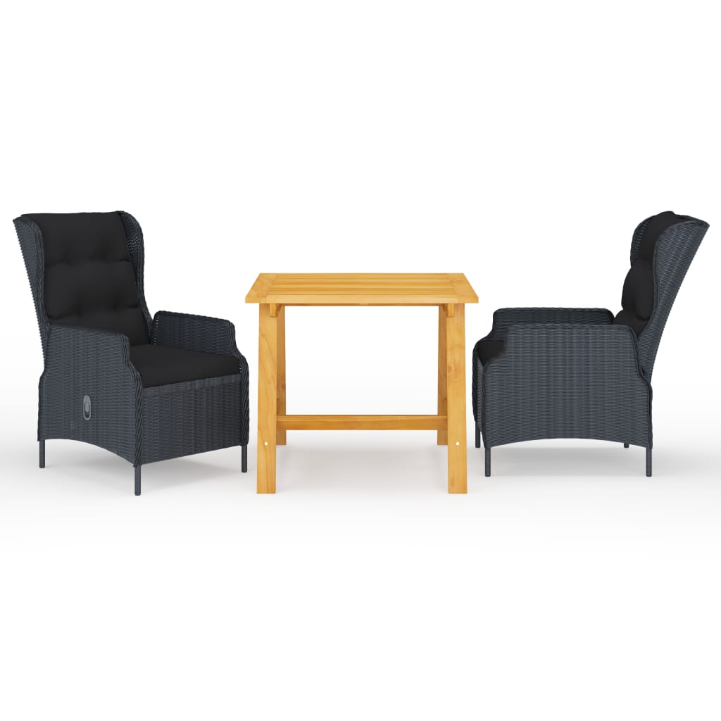 Dining Set Dark Grey Solid Acacia Wood Standard
