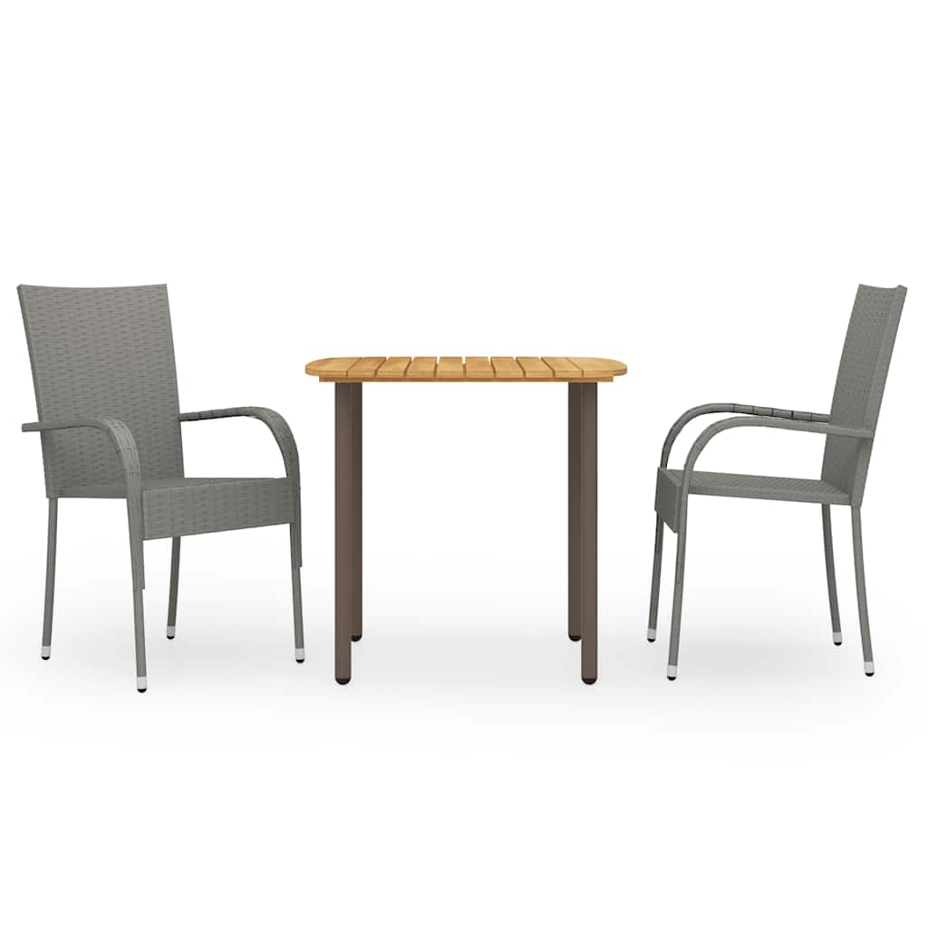 Dining Set Gray Solid acacia wood Medium Stackable Dining Set