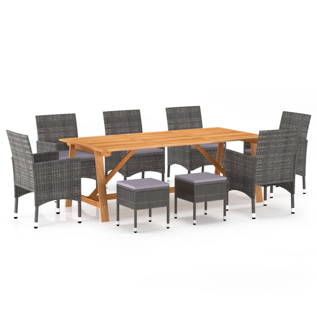 Dining Set Grey Acacia wood Large Ergonomic Dining Set