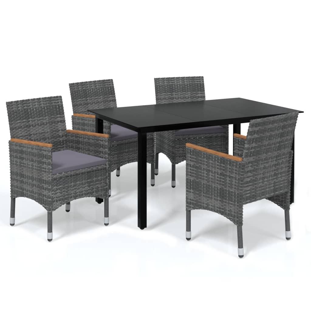 Dining Set Grey, Dark Grey, Black