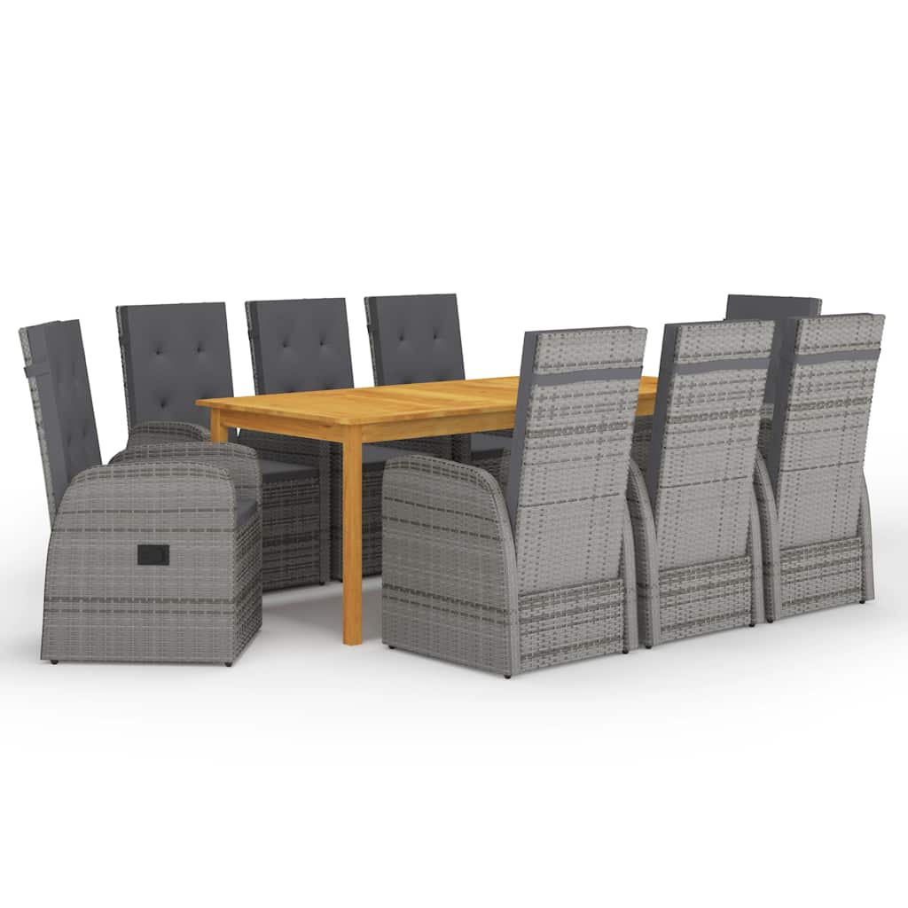 Dining Set Grey, Dark Grey Solid Acacia wood Large