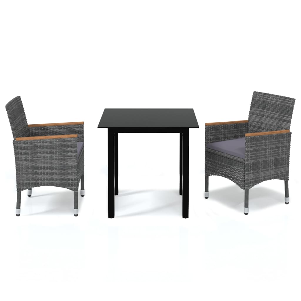 Dining Set Grey PE rattan Medium Durable Dining Set Square