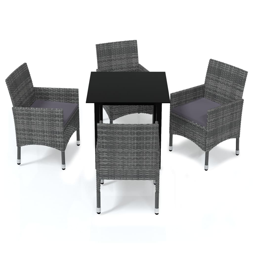 Dining Set Grey PE rattan Medium Lightweight 5 Piece Dining Set