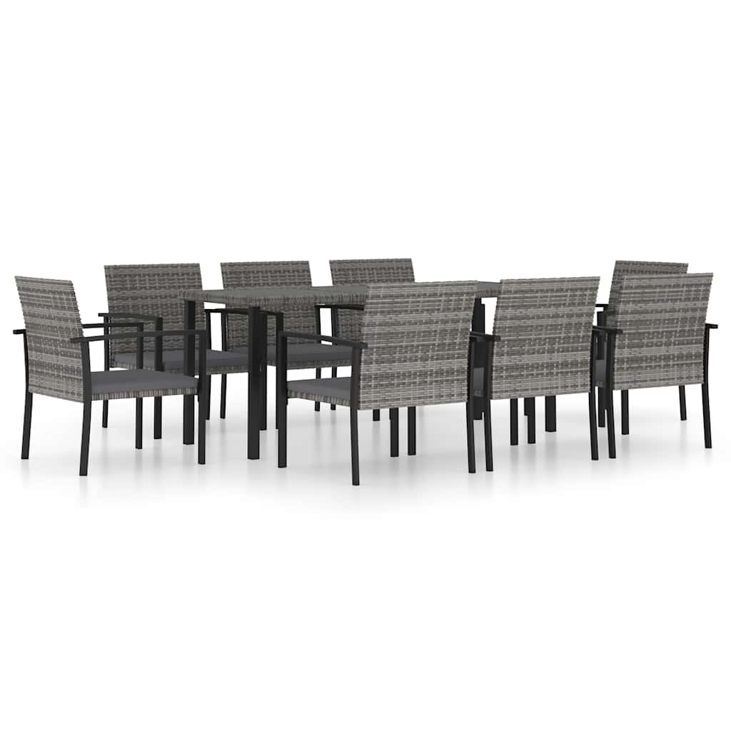 Dining Set Grey Poly rattan Large Durable Dining Set