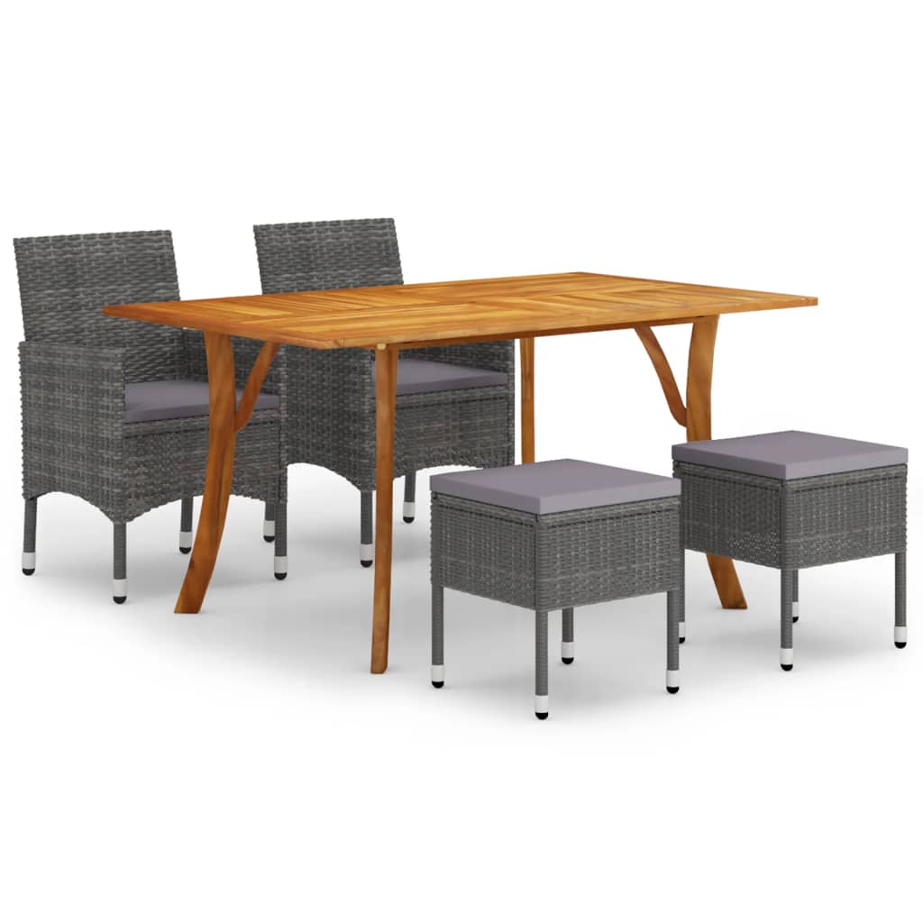 Dining Set Grey Solid Acacia Wood 5 Piece Sturdy Dining Set