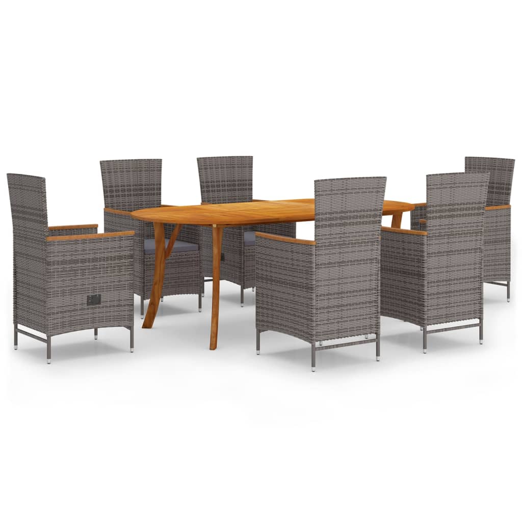 Dining Set Grey Solid acacia wood Expandable Dining Set