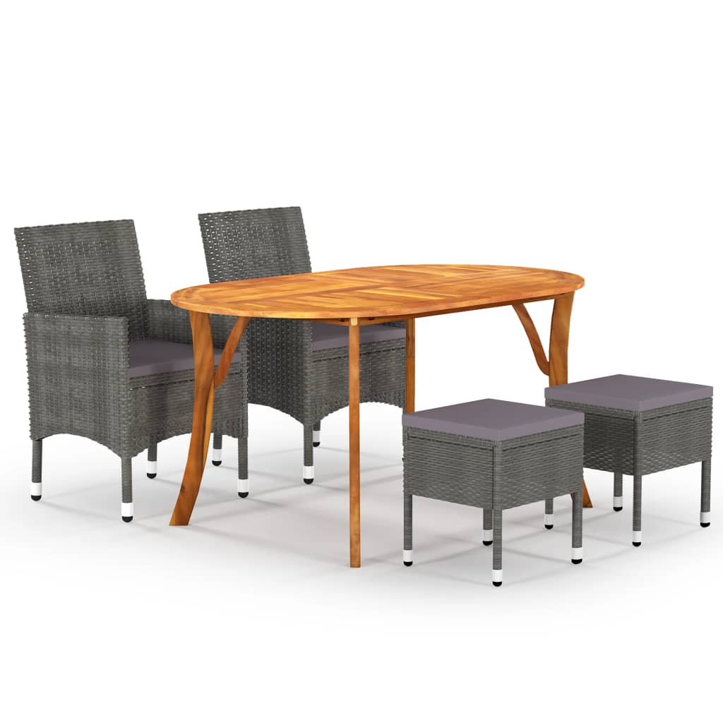 Dining Set Grey Solid Acacia wood Large Durable Dining Set