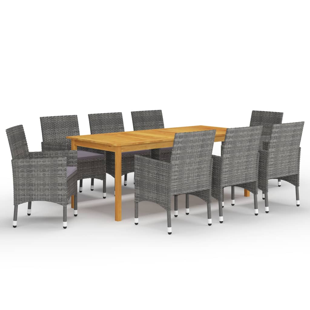 Dining Set Grey Solid acacia wood Large Durable Dining Set