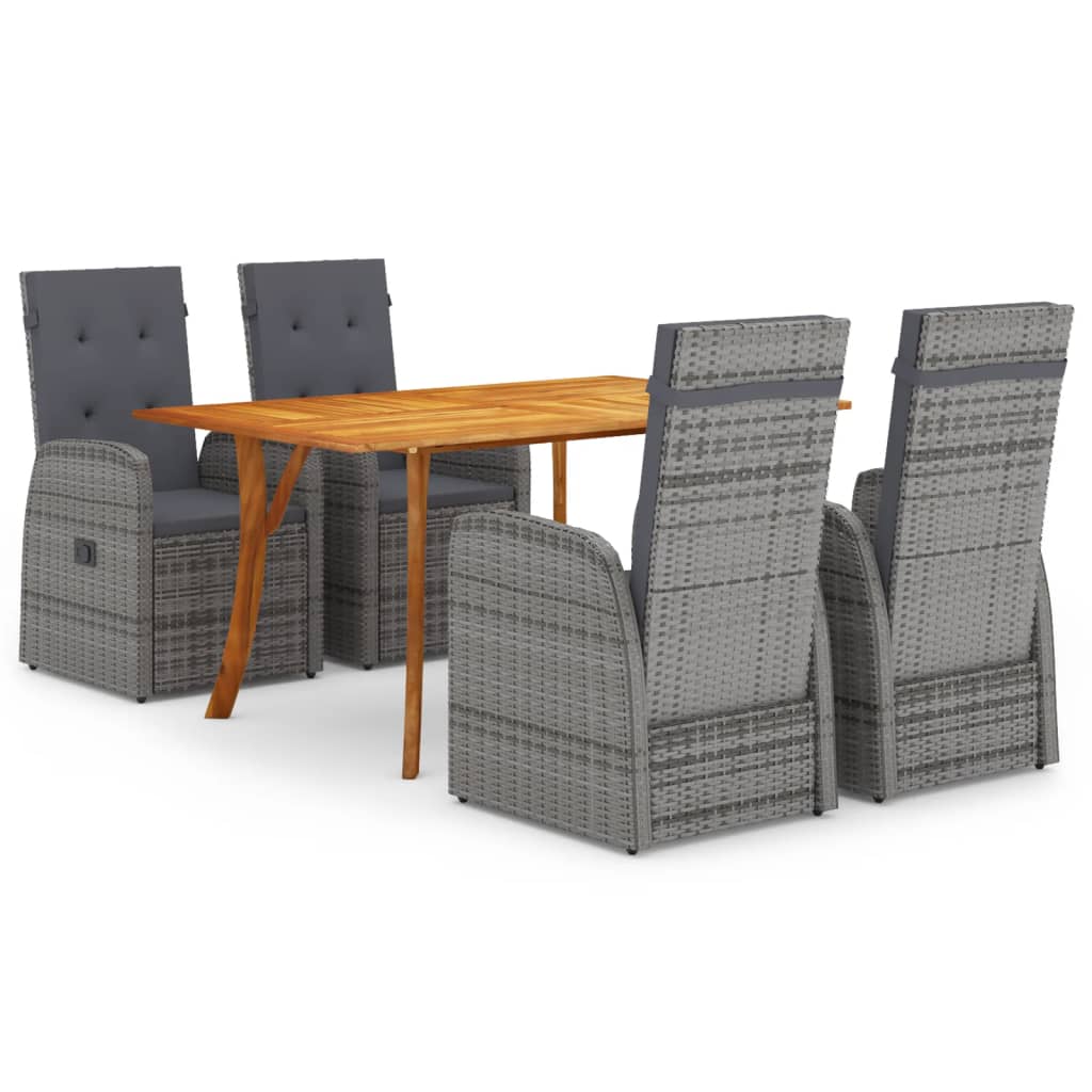 Dining Set Grey Solid Acacia wood Large Foldable Dining Set