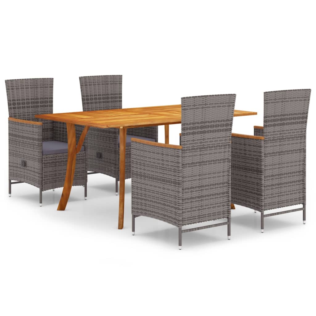 Dining Set Grey Solid Acacia wood Large Seats Many Dining Set