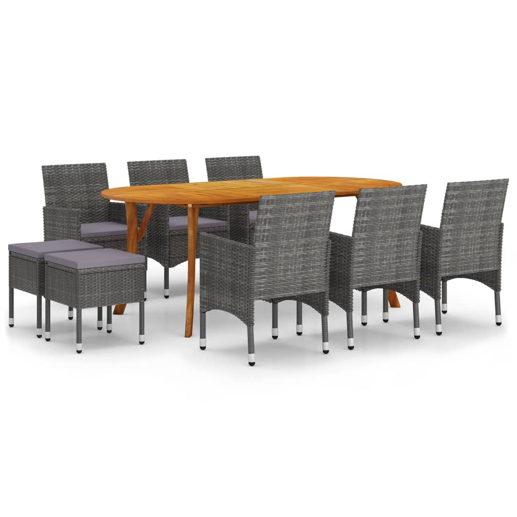 Dining Set Grey Solid acacia wood Large Seats Many