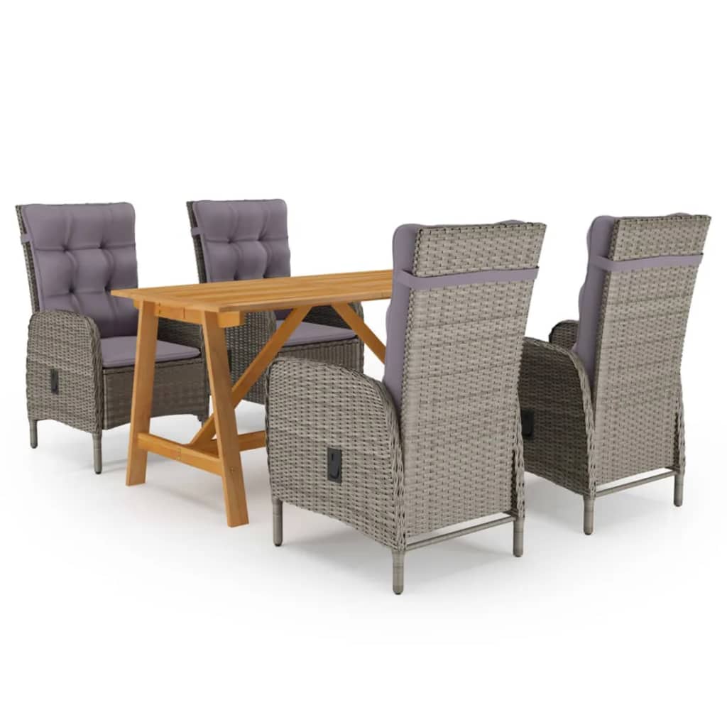 Dining Set Grey Solid acacia wood Medium Ergonomic Dining Set
