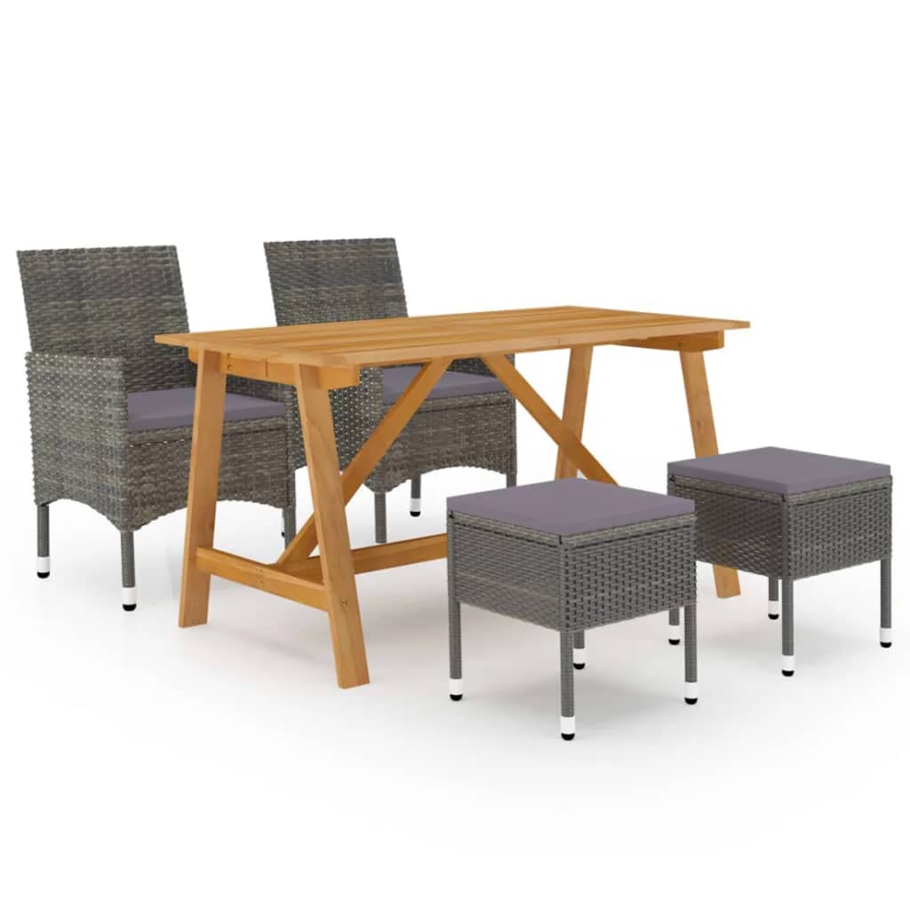 Dining Set Grey Solid acacia wood Medium Garden Dining Set