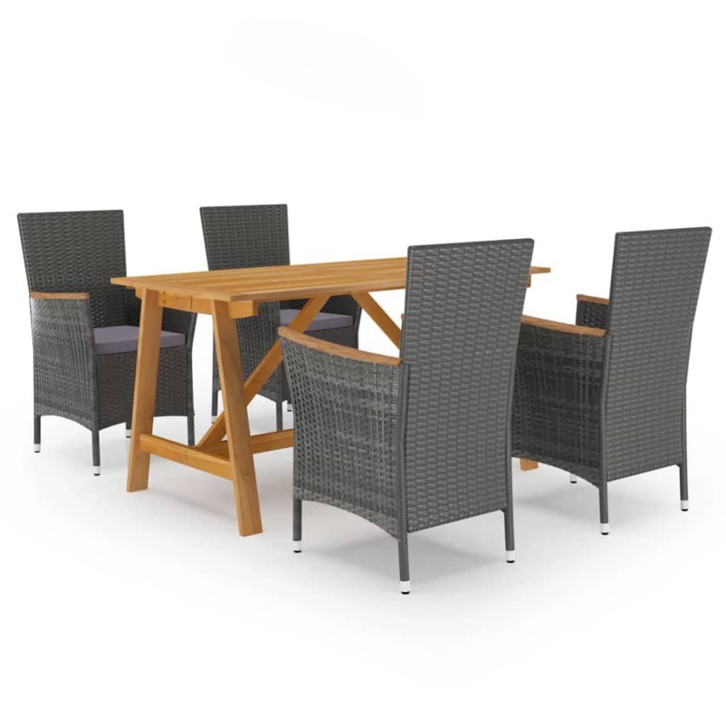Dining Set Grey Solid Acacia Wood Standard Ergonomic Dining Set