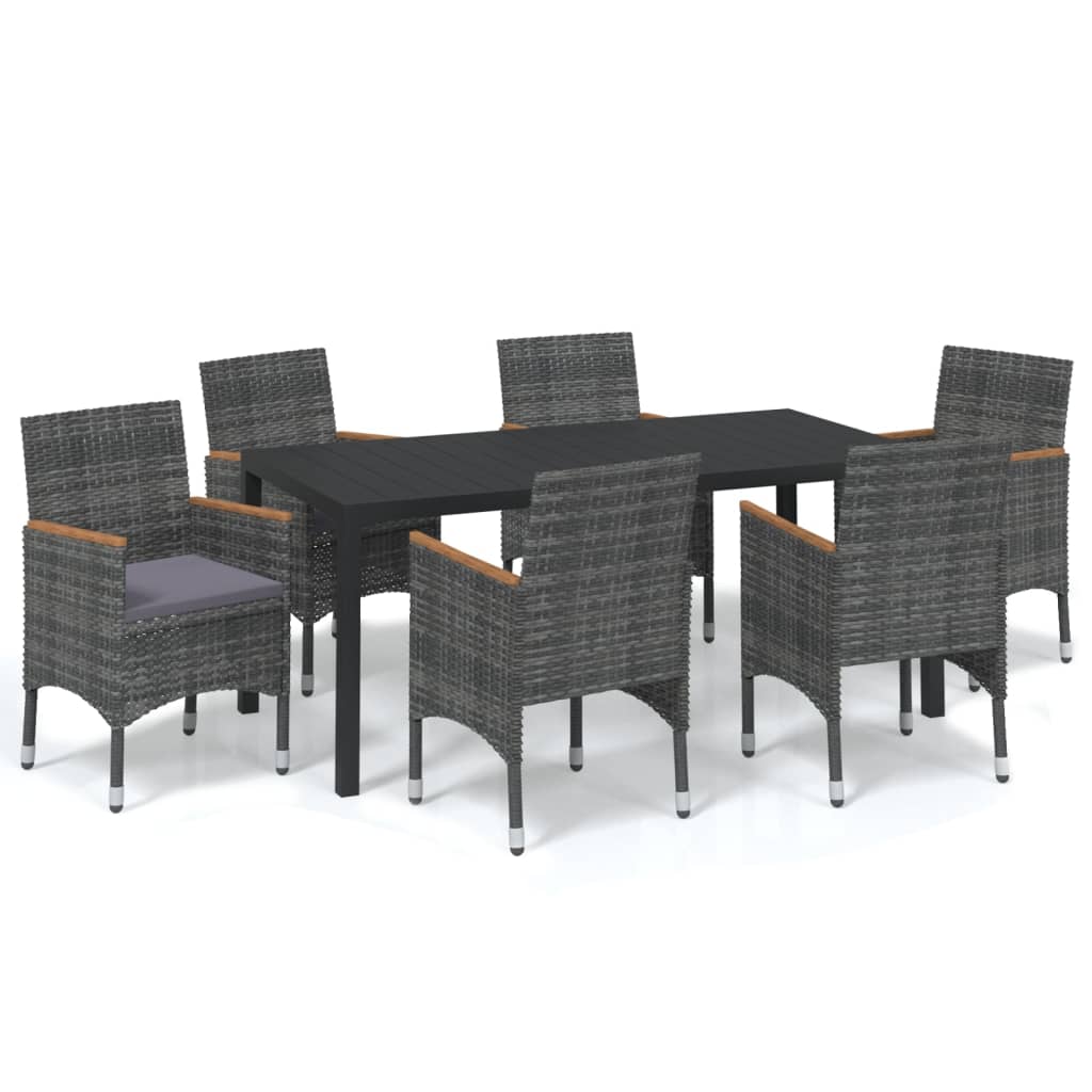 Dining Set Grey WPC Medium Durable Dining Set Rectangular