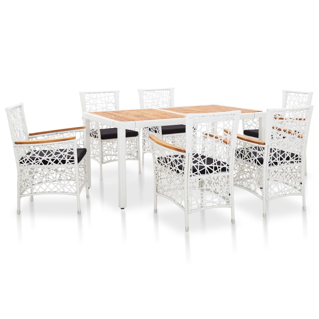 Dining Set Natural, White, Black