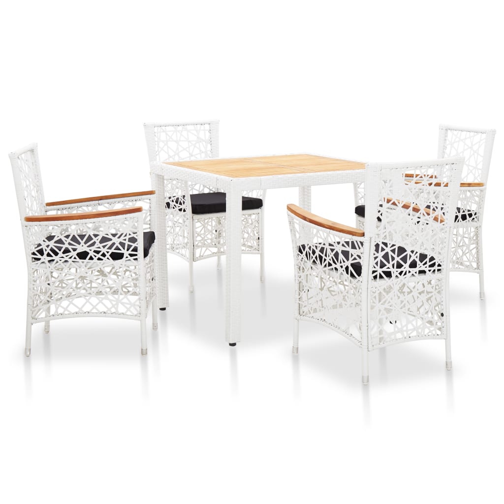 Dining Set Natural, White, Black (Cushion)