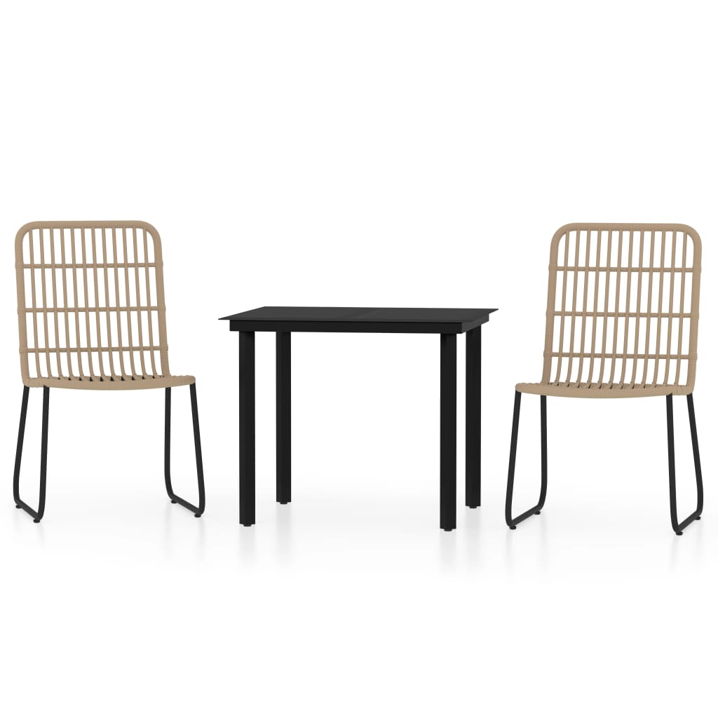 Dining Set Oak and Black PE Rattan and Powder-Coated Steel Standard
