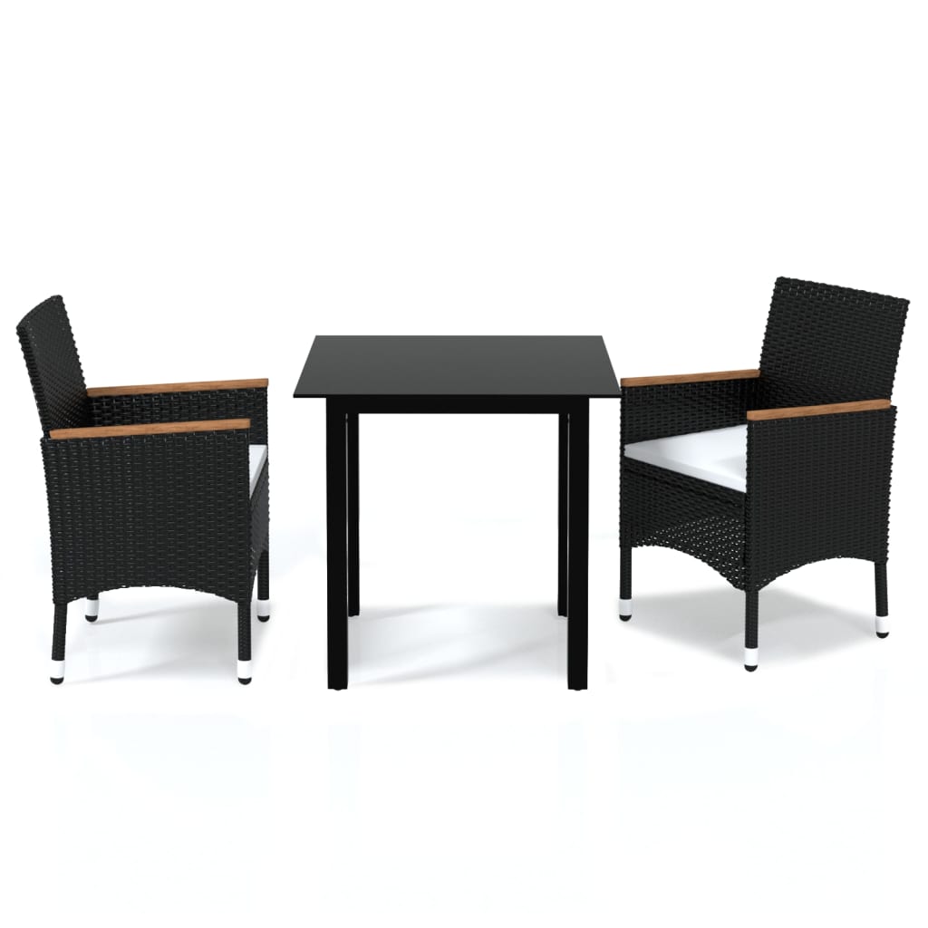 Dining Set Table: Black, Chairs: Black, Cushions: Cream White