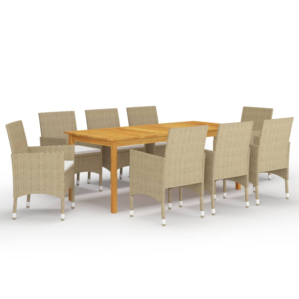 Dining Set Table: Brown, Chairs: Beige, Cushions: Cream White