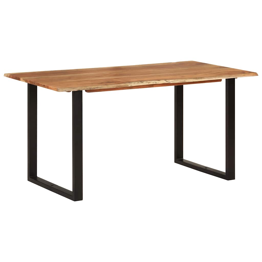 Dining Table Acacia with Black Legs Solid Acacia Wood