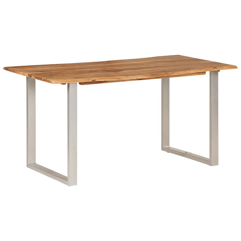 Dining Table Acacia wood grain and silver legs
