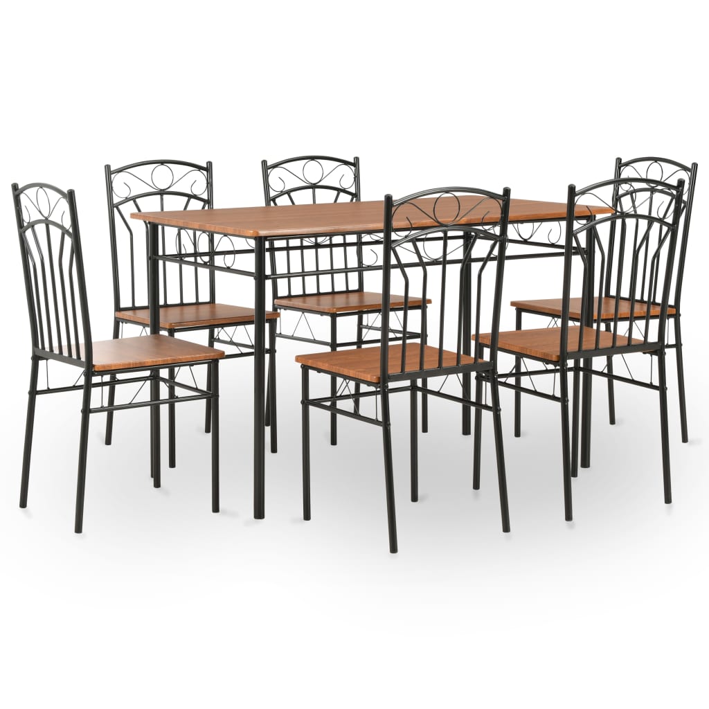 Dining Table And Chair Brown and black MDF and steel Medium