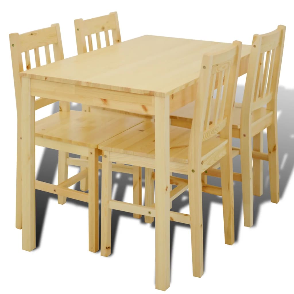Dining Table and Chairs Natural Pine wood 5 Pieces Durable