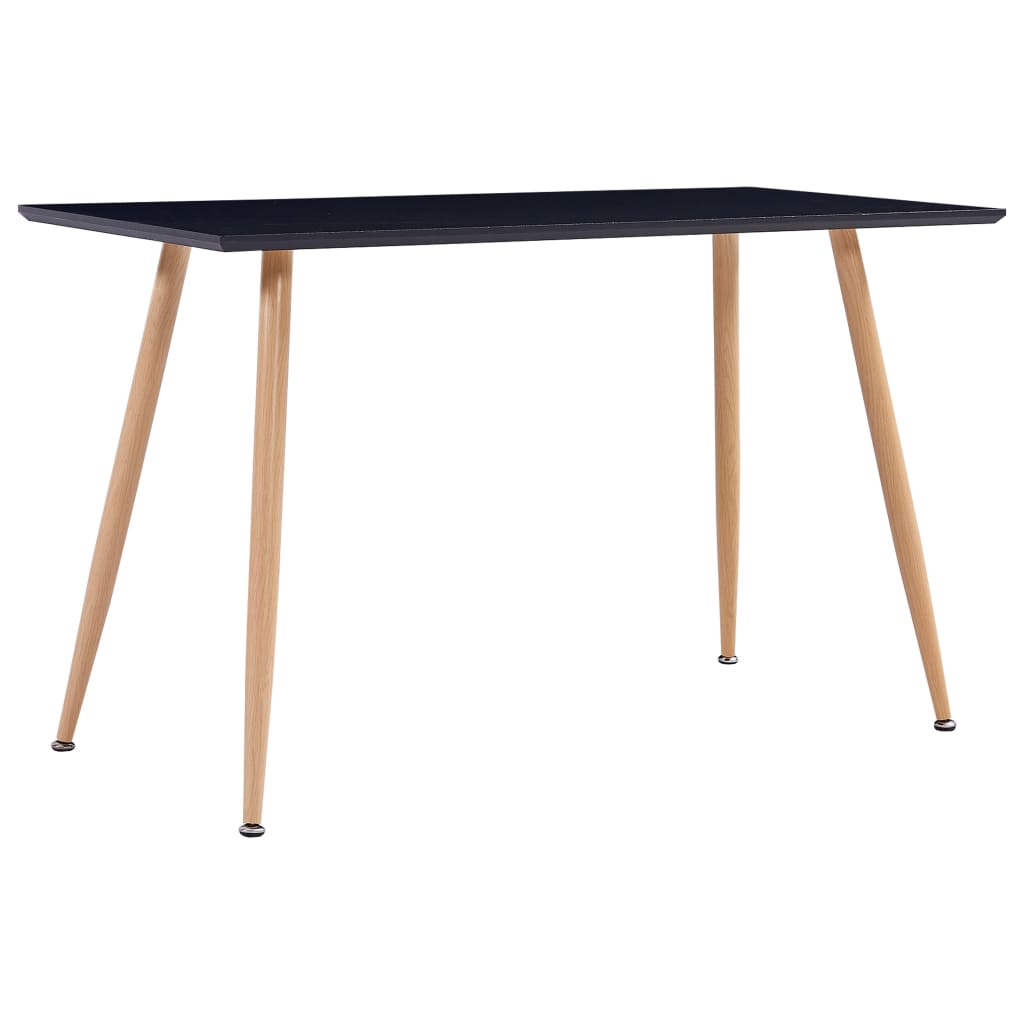Dining Table Black and Oak MDF and Steel