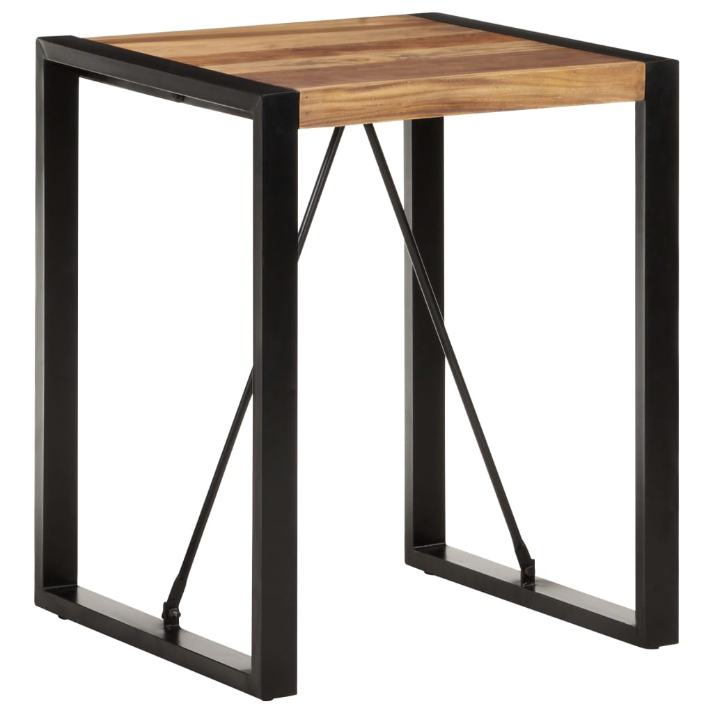 Dining Table Black Solid Acacia Wood Compact Industrial
