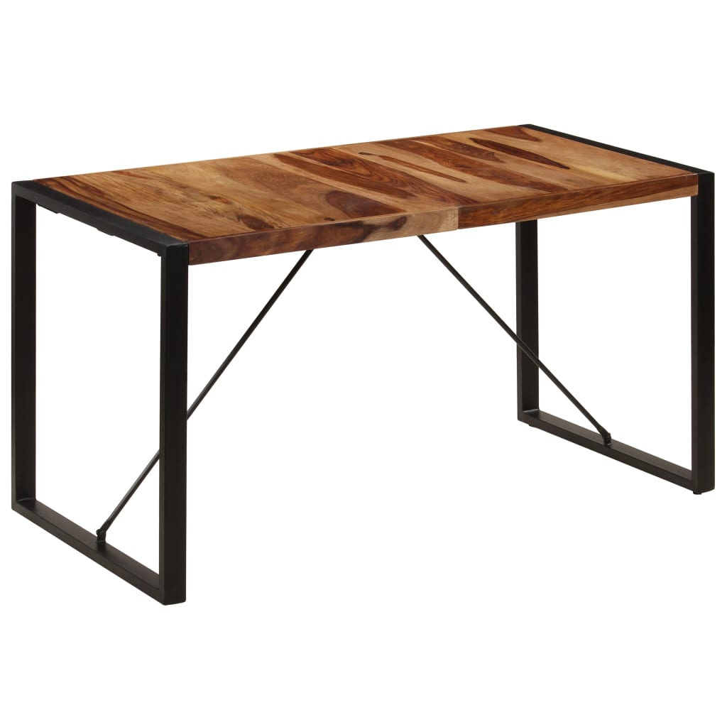 Dining Table Brown and Black Solid Acacia wood 55.1 in