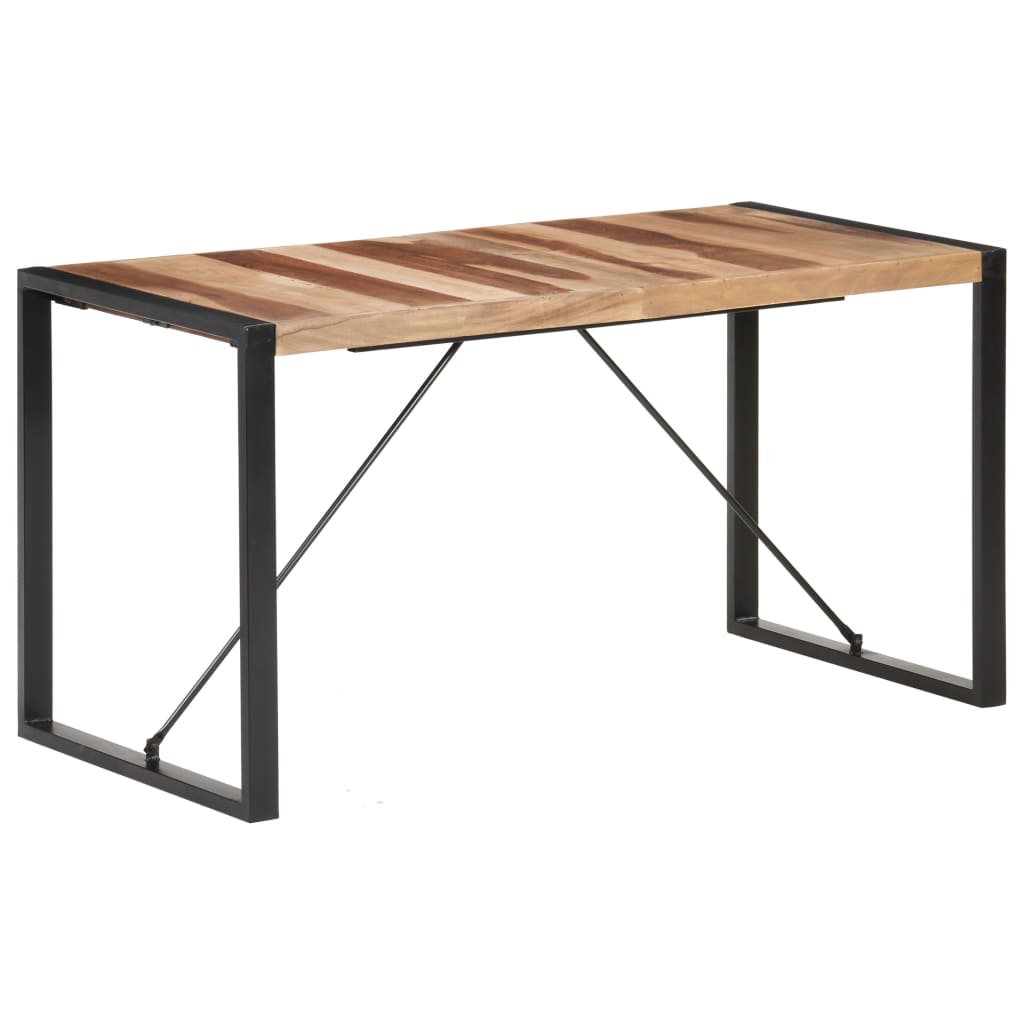 Dining Table Brown and black Solid acacia wood, rubber wood, steel