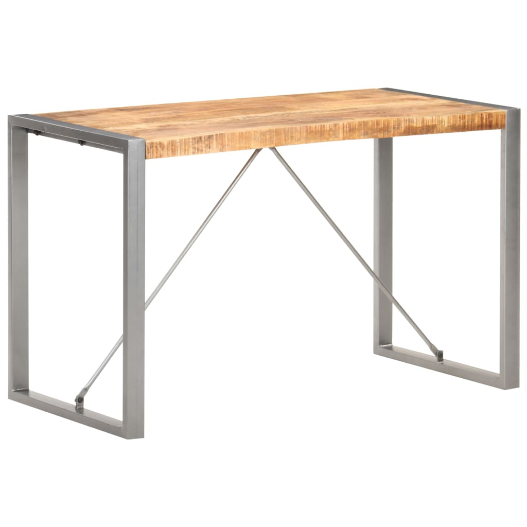 Dining Table Brown and grey Mango wood and steel 47.2 in long