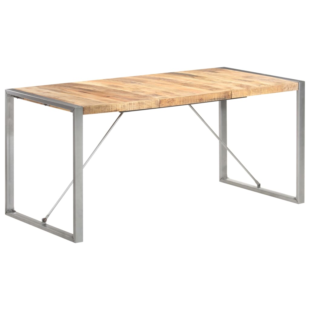 Dining Table Brown Solid Mango Wood, Steel Large Durable