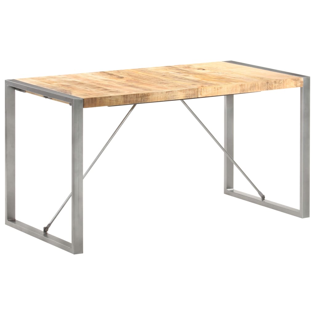 Dining Table Brown Solid Rough Mango Wood Heavy Weight Endurance
