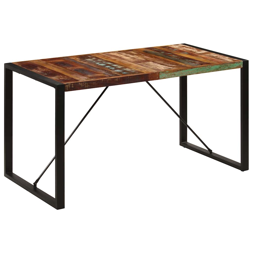 Dining Table Multicolor Solid reclaimed wood and powder-coated steel