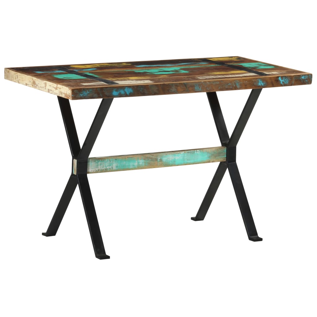 Dining Table Multicolor Solid reclaimed wood and steel Medium